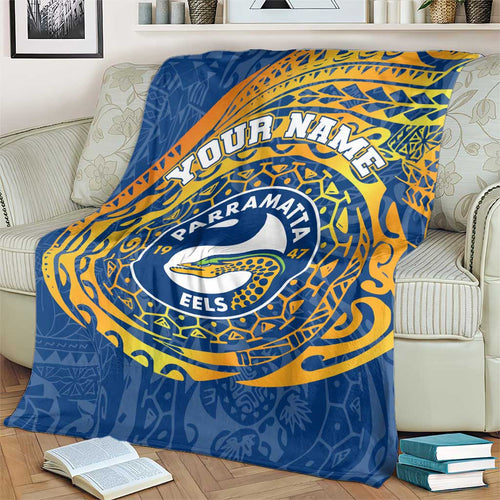 Personalized Parramatta Eels Blanket Polynesian Tribal Chest and Sleeve Tattoo