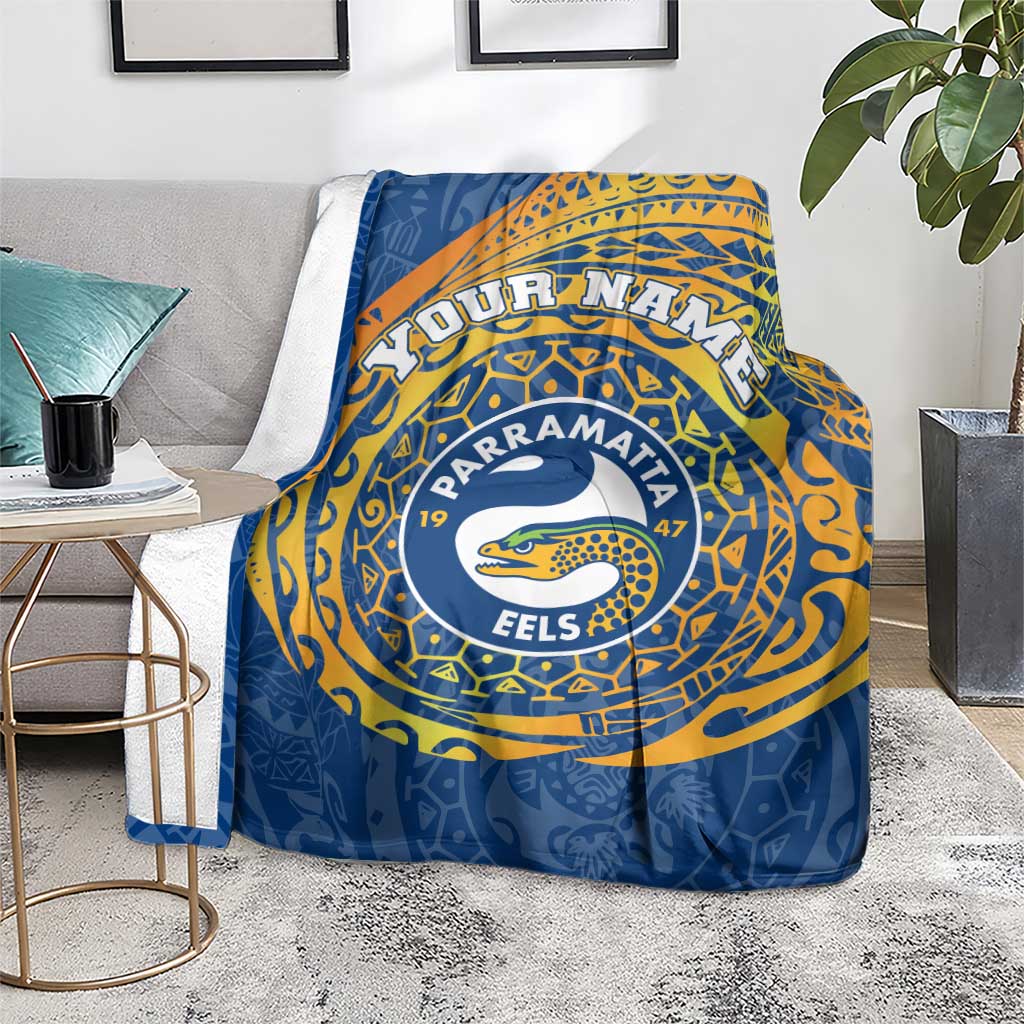 Personalized Parramatta Eels Blanket Polynesian Tribal Chest and Sleeve Tattoo