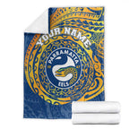 Personalized Parramatta Eels Blanket Polynesian Tribal Chest and Sleeve Tattoo