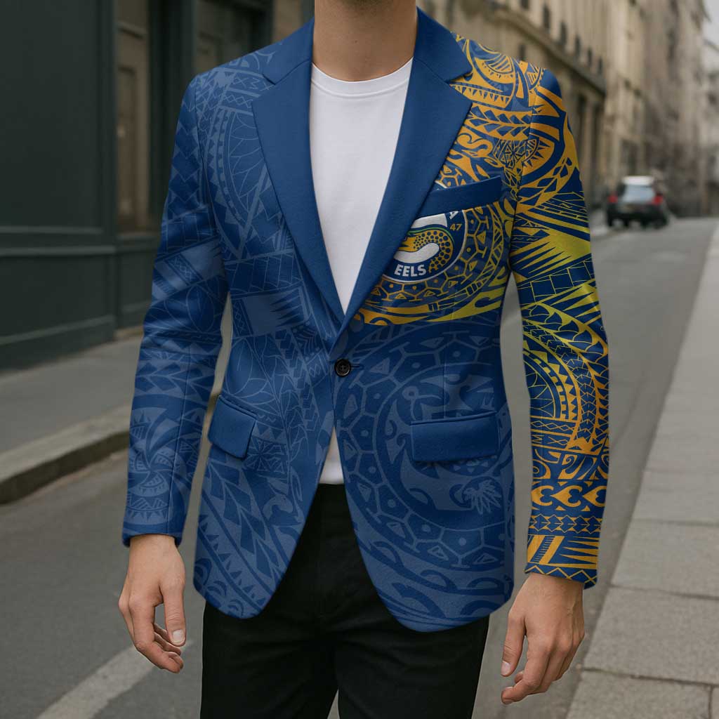 Personalized Parramatta Eels Blazer Polynesian Tribal Chest and Sleeve Tattoo