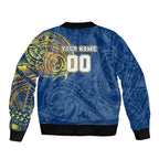 Personalized Parramatta Eels Bomber Jacket Polynesian Tribal Chest and Sleeve Tattoo
