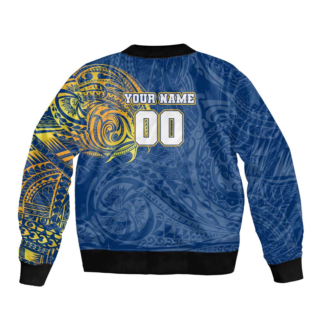 Personalized Parramatta Eels Bomber Jacket Polynesian Tribal Chest and Sleeve Tattoo