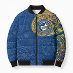 Personalized Parramatta Eels Bomber Puffer Jacket Polynesian Tribal Chest and Sleeve Tattoo