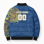 Personalized Parramatta Eels Bomber Puffer Jacket Polynesian Tribal Chest and Sleeve Tattoo