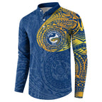Personalized Parramatta Eels Button Sweatshirt Polynesian Tribal Chest and Sleeve Tattoo