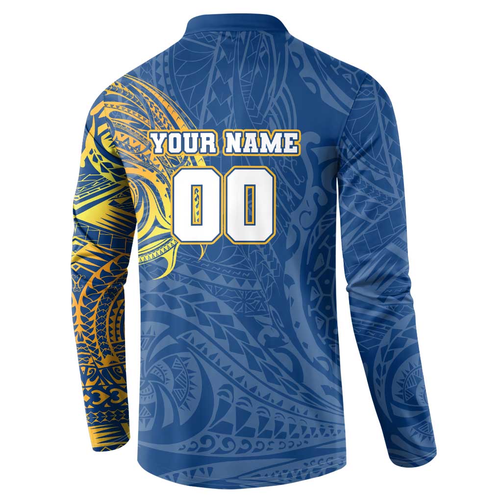 Personalized Parramatta Eels Button Sweatshirt Polynesian Tribal Chest and Sleeve Tattoo