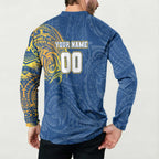 Personalized Parramatta Eels Button Sweatshirt Polynesian Tribal Chest and Sleeve Tattoo