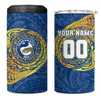 Personalized Parramatta Eels 4 in 1 Can Cooler Tumbler Polynesian Tribal Chest and Sleeve Tattoo