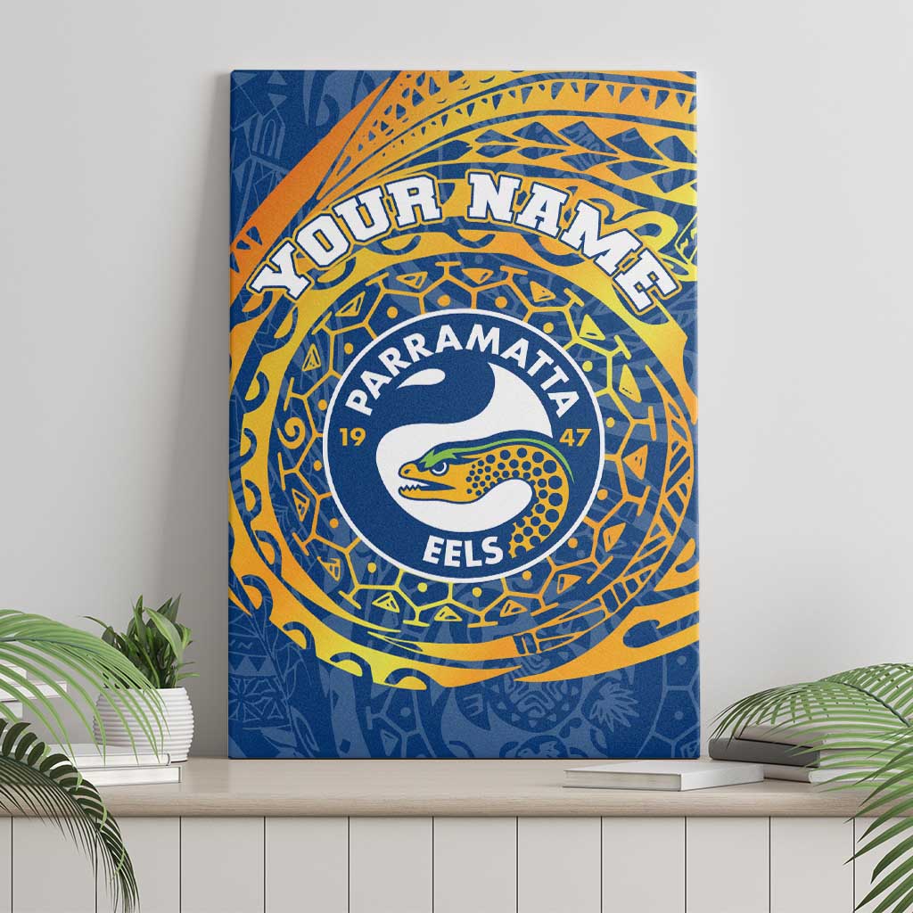 Personalized Parramatta Eels Canvas Wall Art Polynesian Tribal Chest and Sleeve Tattoo