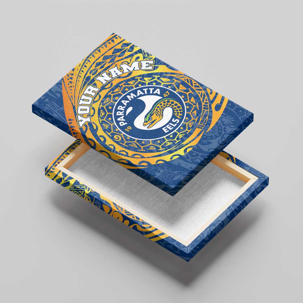 Personalized Parramatta Eels Canvas Wall Art Polynesian Tribal Chest and Sleeve Tattoo