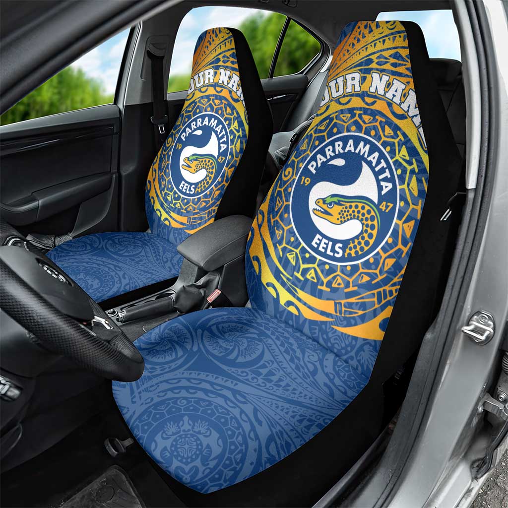 Personalized Parramatta Eels Car Seat Cover Polynesian Tribal Chest and Sleeve Tattoo