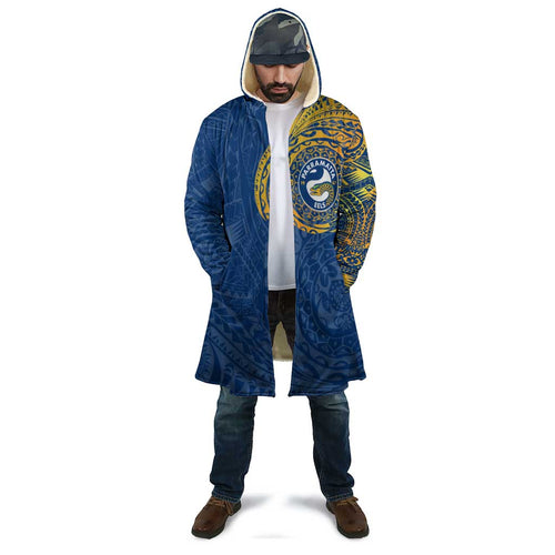 Personalized Parramatta Eels Cloak Polynesian Tribal Chest and Sleeve Tattoo