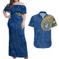 Personalized Parramatta Eels Couples Matching Off Shoulder Maxi Dress and Hawaiian Shirt Polynesian Tribal Chest and Sleeve Tattoo
