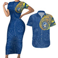 Personalized Parramatta Eels Couples Matching Short Sleeve Bodycon Dress and Hawaiian Shirt Polynesian Tribal Chest and Sleeve Tattoo