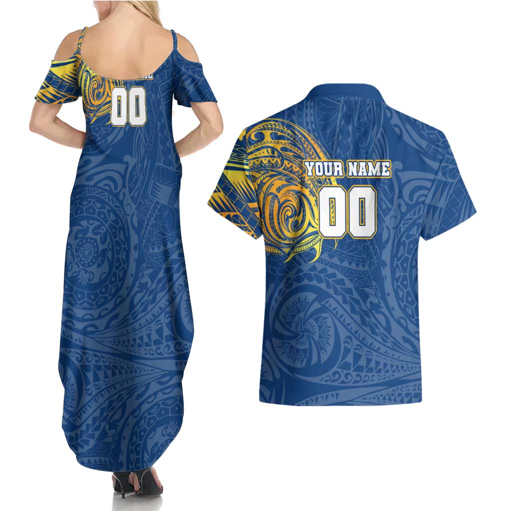 Personalized Parramatta Eels Couples Matching Summer Maxi Dress and Hawaiian Shirt Polynesian Tribal Chest and Sleeve Tattoo