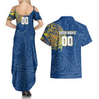 Personalized Parramatta Eels Couples Matching Summer Maxi Dress and Hawaiian Shirt Polynesian Tribal Chest and Sleeve Tattoo