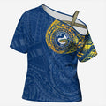 Personalized Parramatta Eels Cross Shoulder Shirt Polynesian Tribal Chest and Sleeve Tattoo