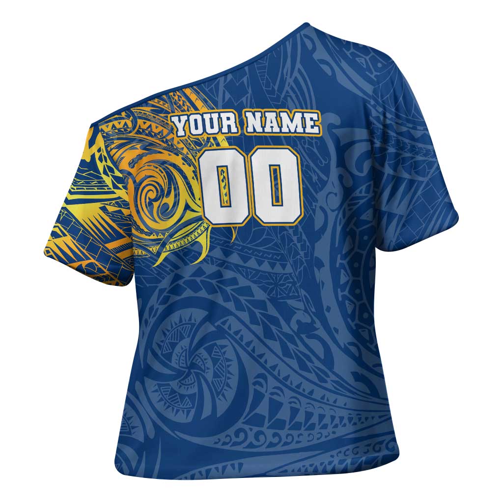 Personalized Parramatta Eels Cross Shoulder Shirt Polynesian Tribal Chest and Sleeve Tattoo