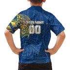 Personalized Parramatta Eels Family Matching Off The Shoulder Long Sleeve Dress and Hawaiian Shirt Polynesian Tribal Chest and Sleeve Tattoo