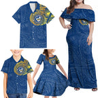 Personalized Parramatta Eels Family Matching Off Shoulder Maxi Dress and Hawaiian Shirt Polynesian Tribal Chest and Sleeve Tattoo