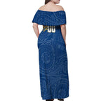 Personalized Parramatta Eels Family Matching Off Shoulder Maxi Dress and Hawaiian Shirt Polynesian Tribal Chest and Sleeve Tattoo