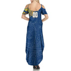 Personalized Parramatta Eels Family Matching Summer Maxi Dress and Hawaiian Shirt Polynesian Tribal Chest and Sleeve Tattoo