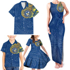 Personalized Parramatta Eels Family Matching Tank Maxi Dress and Hawaiian Shirt Polynesian Tribal Chest and Sleeve Tattoo