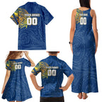 Personalized Parramatta Eels Family Matching Tank Maxi Dress and Hawaiian Shirt Polynesian Tribal Chest and Sleeve Tattoo