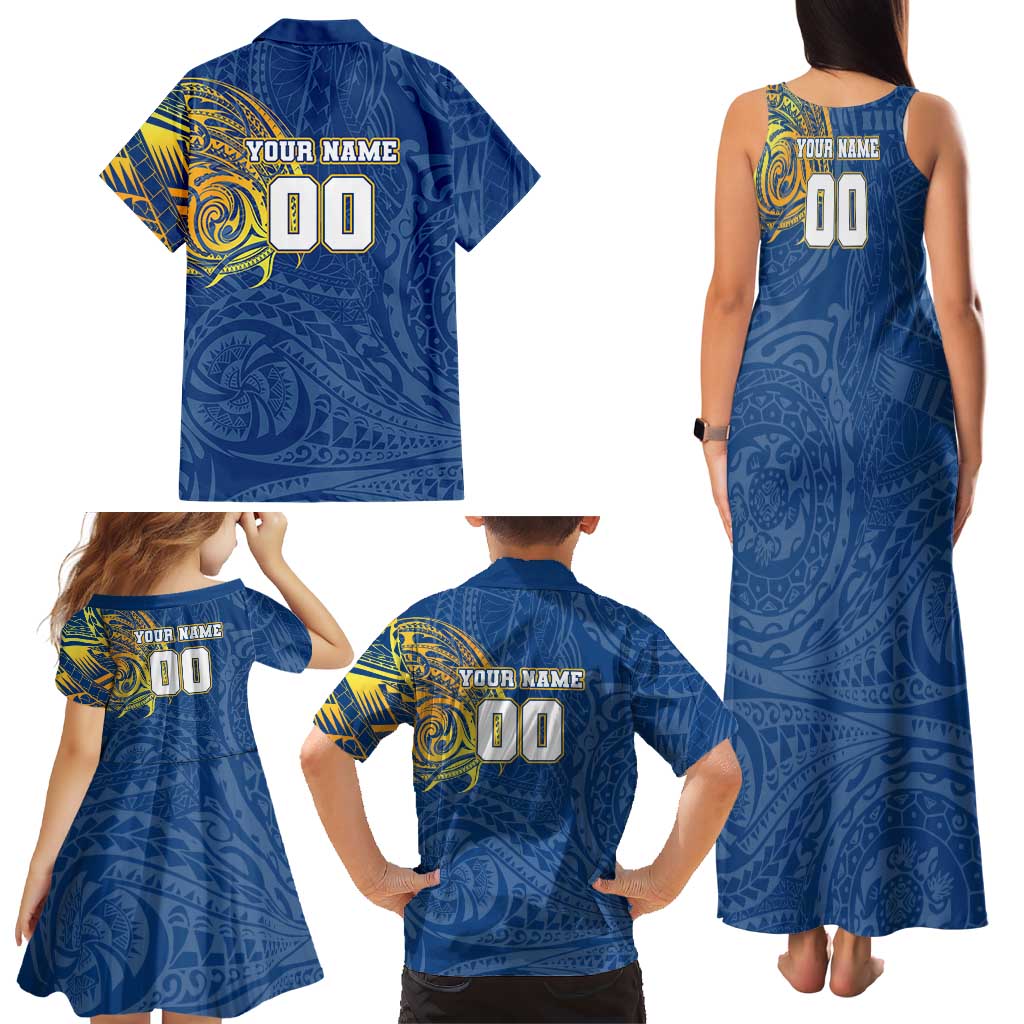 Personalized Parramatta Eels Family Matching Tank Maxi Dress and Hawaiian Shirt Polynesian Tribal Chest and Sleeve Tattoo