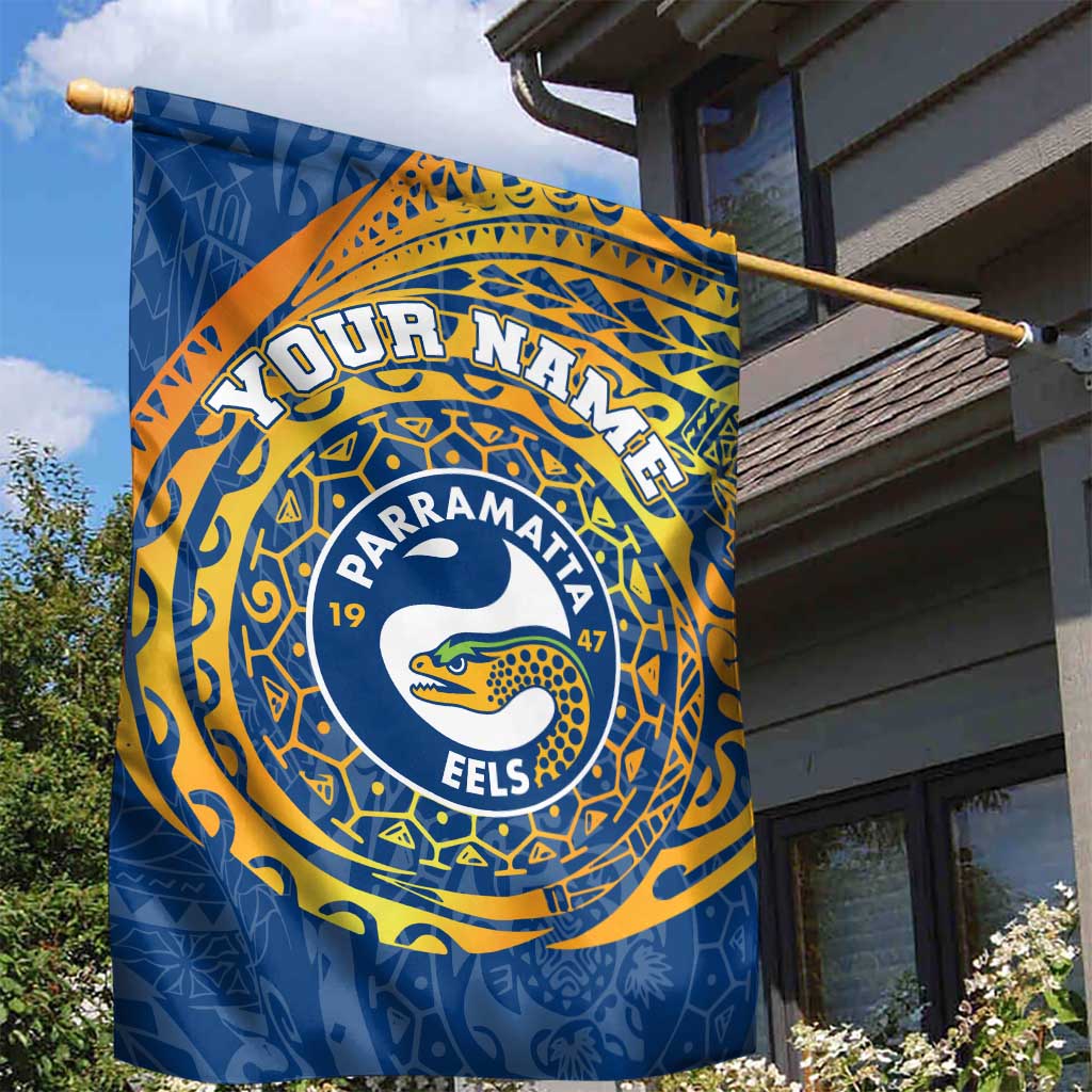 Personalized Parramatta Eels Garden Flag Polynesian Tribal Chest and Sleeve Tattoo
