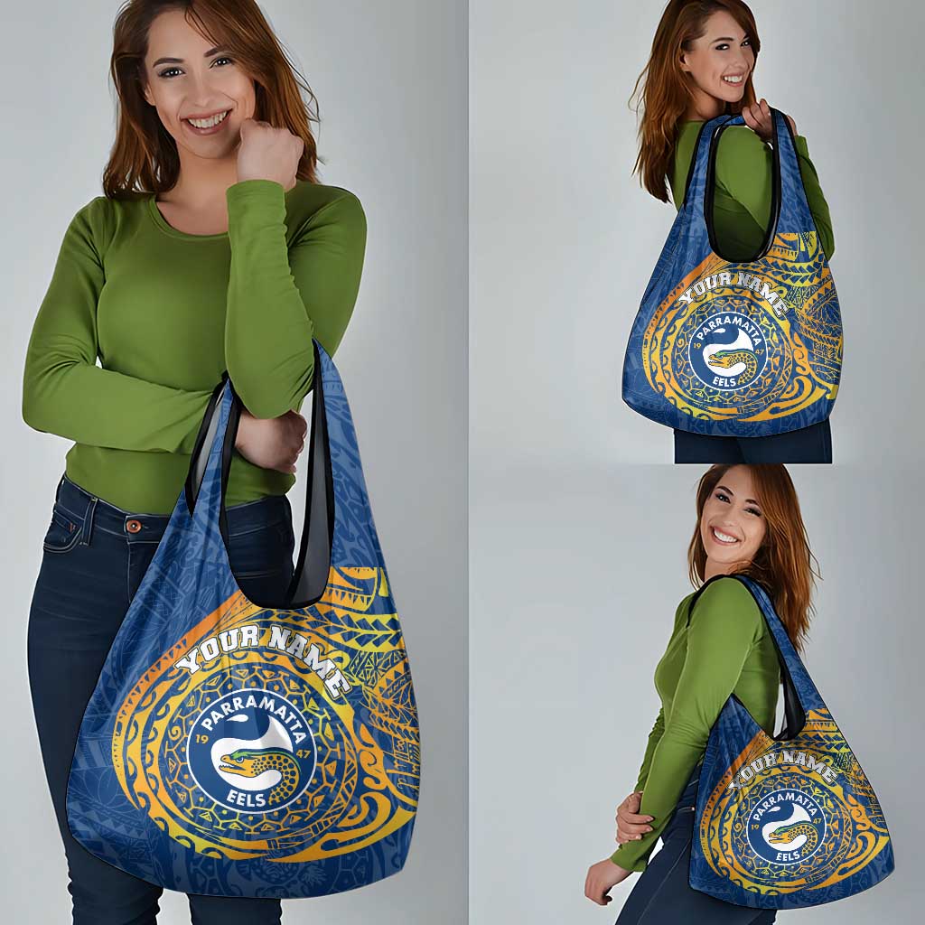 Personalized Parramatta Eels Grocery Bag Polynesian Tribal Chest and Sleeve Tattoo