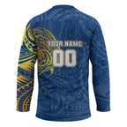 Personalized Parramatta Eels Hockey Jersey Polynesian Tribal Chest and Sleeve Tattoo
