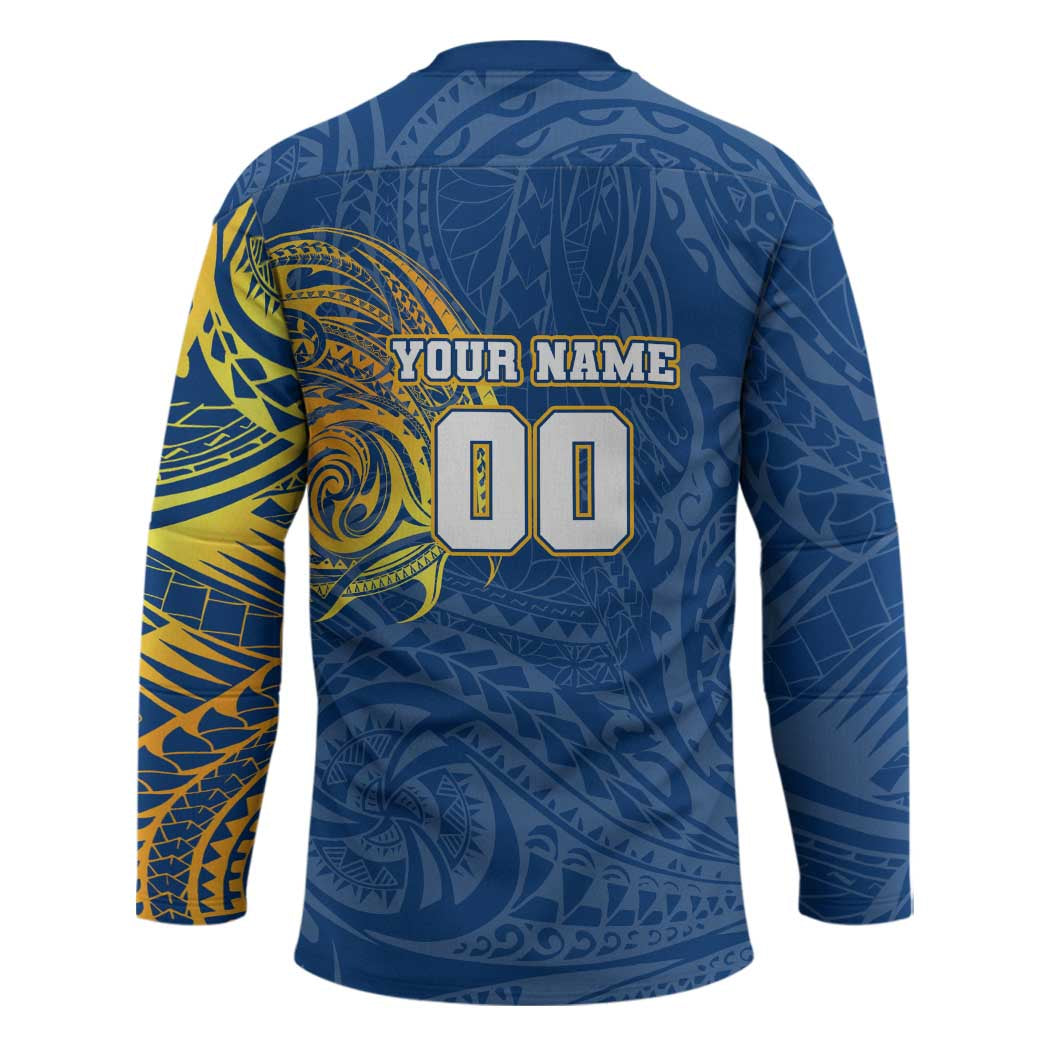 Personalized Parramatta Eels Hockey Jersey Polynesian Tribal Chest and Sleeve Tattoo