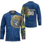 Personalized Parramatta Eels Hockey Jersey Polynesian Tribal Chest and Sleeve Tattoo