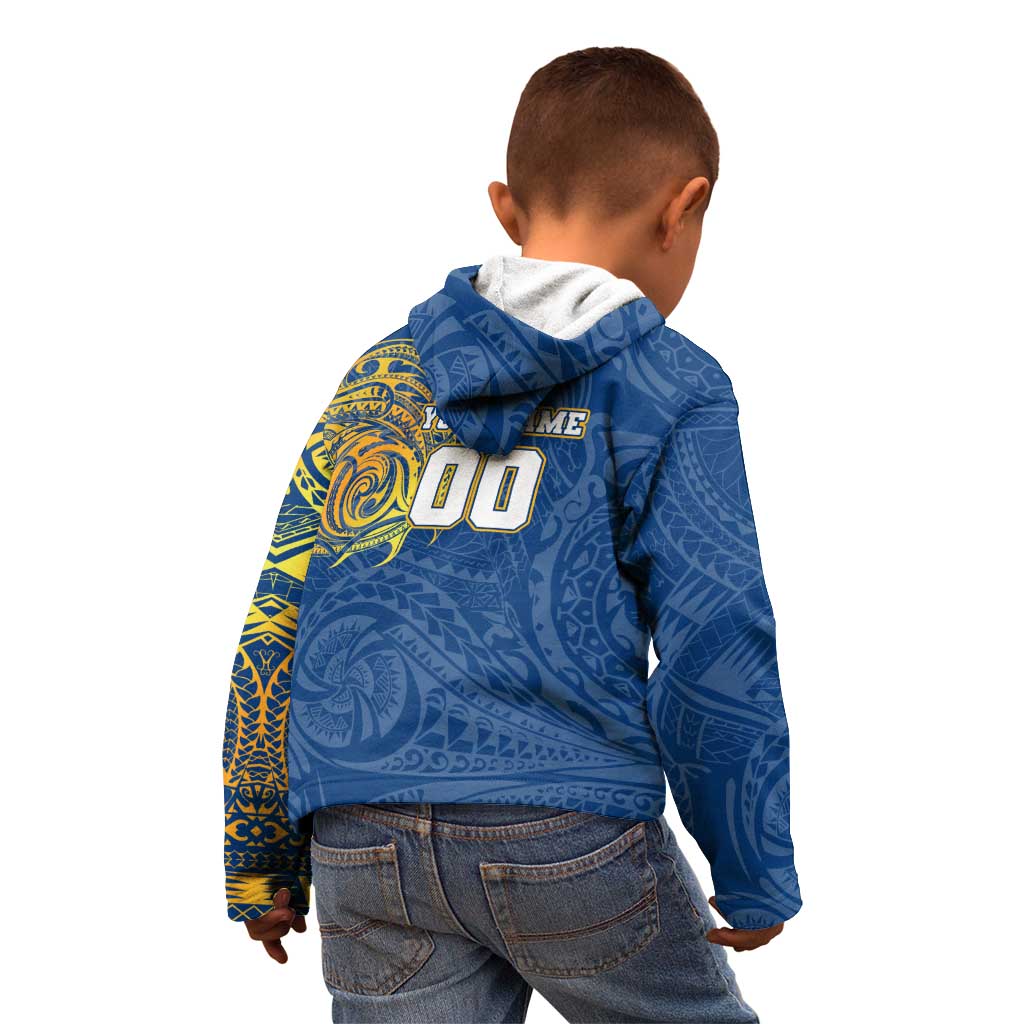 Personalized Parramatta Eels Kid Hoodie Polynesian Tribal Chest and Sleeve Tattoo