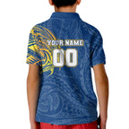 Personalized Parramatta Eels Kid Polo Shirt Polynesian Tribal Chest and Sleeve Tattoo