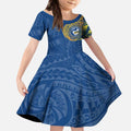Personalized Parramatta Eels Kid Short Sleeve Dress Polynesian Tribal Chest and Sleeve Tattoo