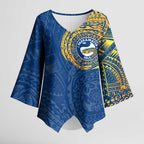Personalized Parramatta Eels Kimono Sleeve Blouse Polynesian Tribal Chest and Sleeve Tattoo
