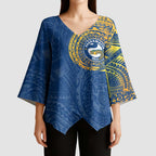Personalized Parramatta Eels Kimono Sleeve Blouse Polynesian Tribal Chest and Sleeve Tattoo