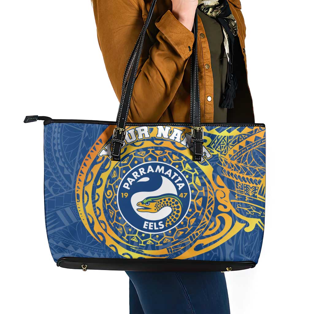 Personalized Parramatta Eels Leather Tote Bag Polynesian Tribal Chest and Sleeve Tattoo