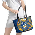 Personalized Parramatta Eels Leather Tote Bag Polynesian Tribal Chest and Sleeve Tattoo