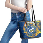 Personalized Parramatta Eels Leather Tote Bag Polynesian Tribal Chest and Sleeve Tattoo