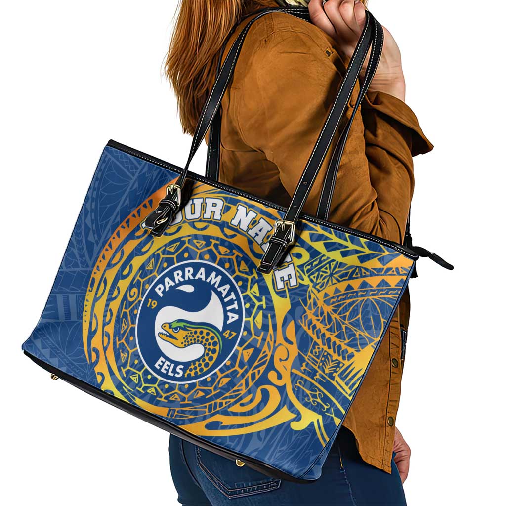 Personalized Parramatta Eels Leather Tote Bag Polynesian Tribal Chest and Sleeve Tattoo