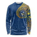 Personalized Parramatta Eels Long Sleeve Shirt Polynesian Tribal Chest and Sleeve Tattoo