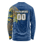 Personalized Parramatta Eels Long Sleeve Shirt Polynesian Tribal Chest and Sleeve Tattoo