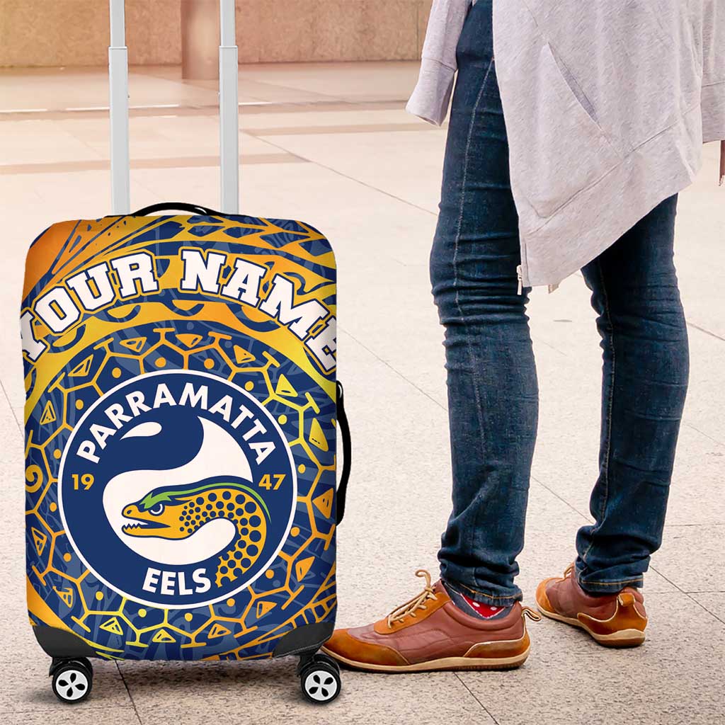 Personalized Parramatta Eels Luggage Cover Polynesian Tribal Chest and Sleeve Tattoo