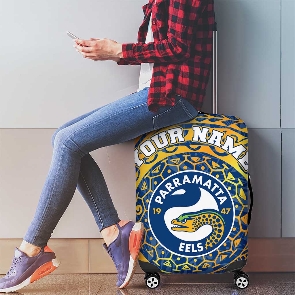 Personalized Parramatta Eels Luggage Cover Polynesian Tribal Chest and Sleeve Tattoo