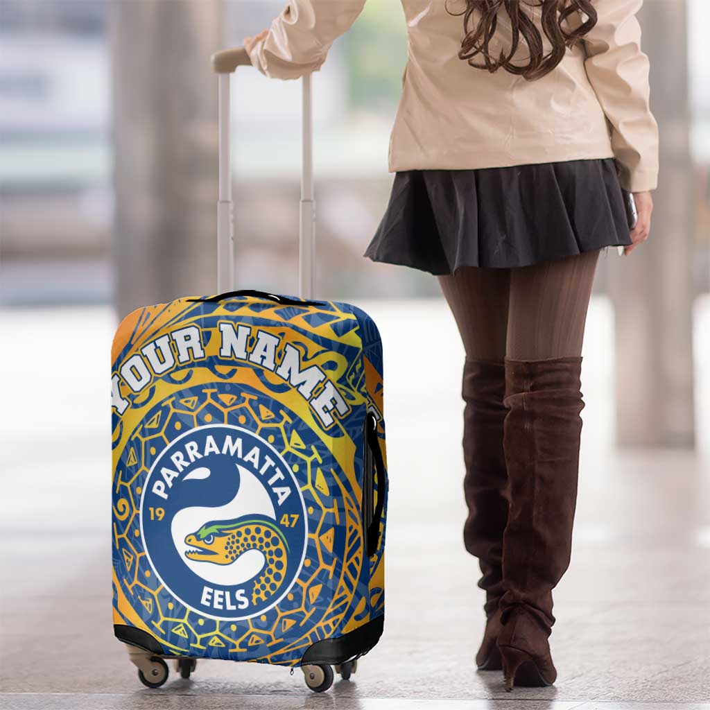 Personalized Parramatta Eels Luggage Cover Polynesian Tribal Chest and Sleeve Tattoo