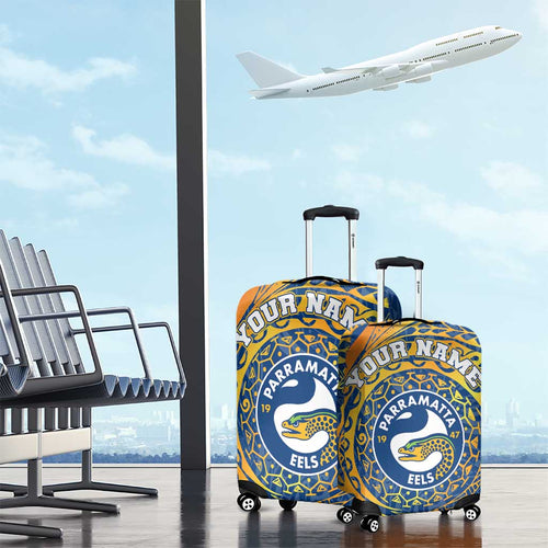 Personalized Parramatta Eels Luggage Cover Polynesian Tribal Chest and Sleeve Tattoo