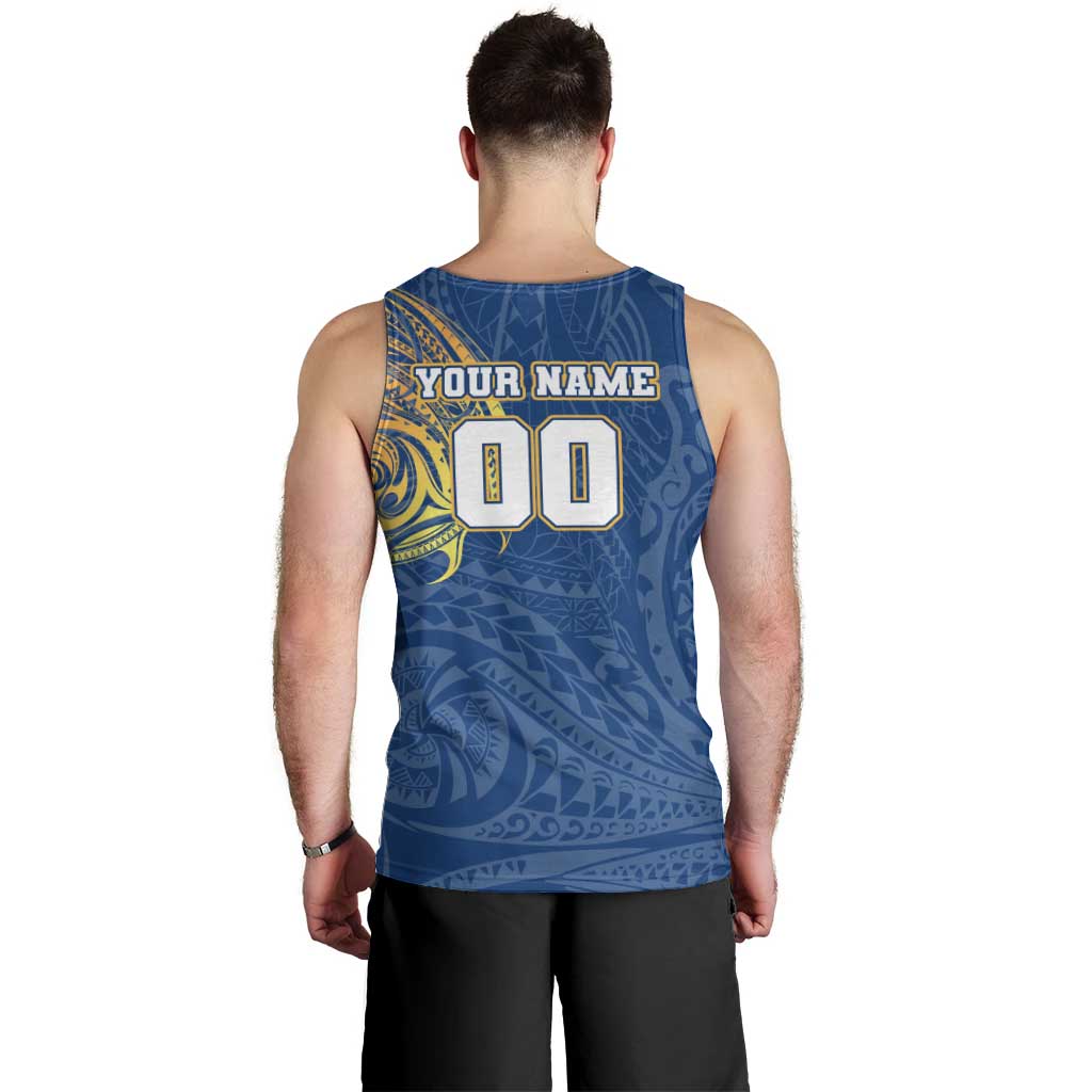Personalized Parramatta Eels Men Tank Top Polynesian Tribal Chest and Sleeve Tattoo